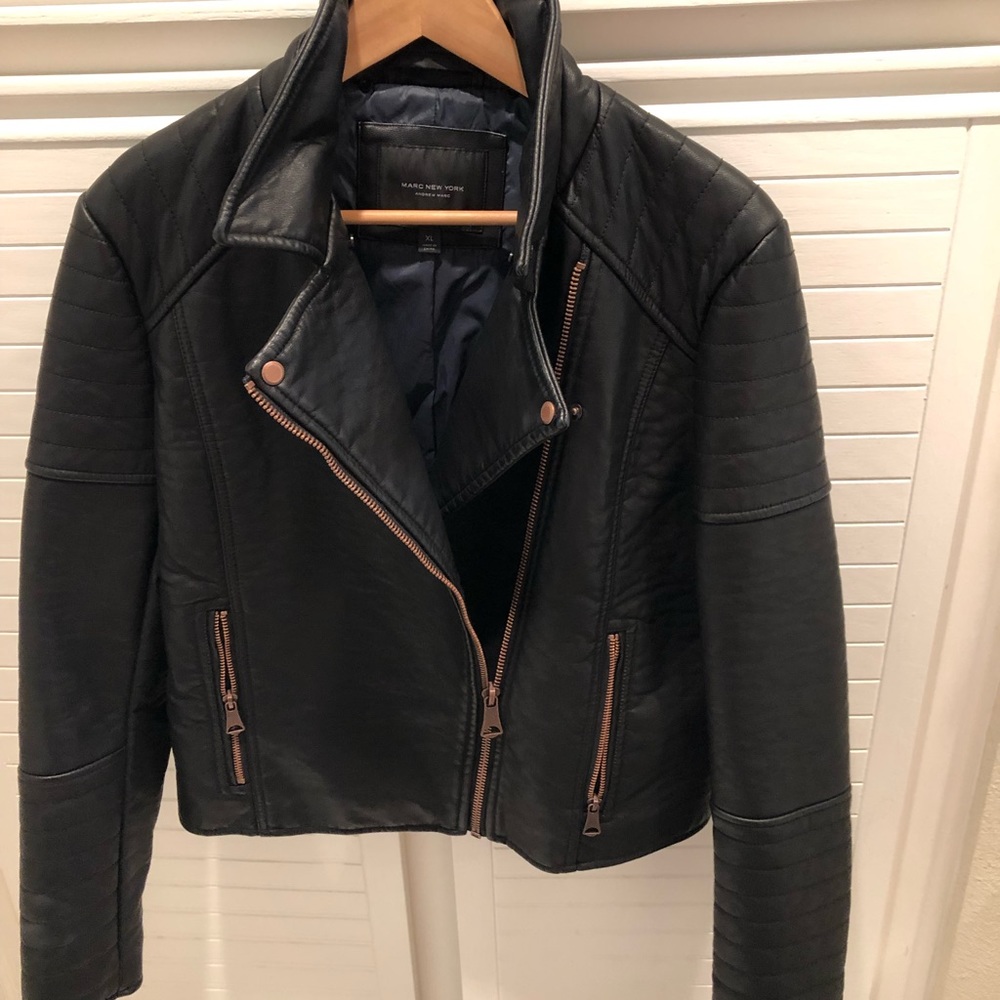 Poly Leather Jacket with Rose Gold Zippers